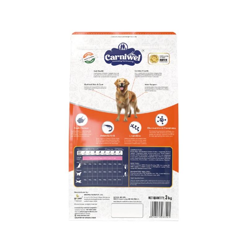 Carniwel Fresh Chicken- Dry Food for Large Breed - Adult 3 kg Back