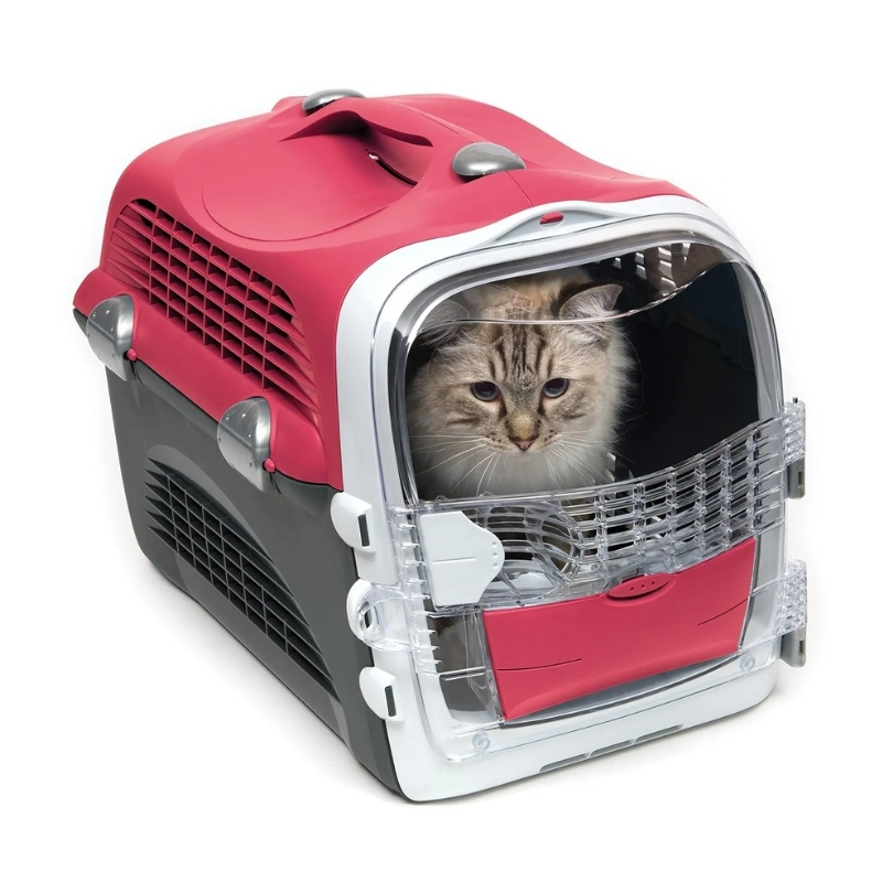 Catit Cabrio Cat Carrier - Cherry Red Pet Travel Box