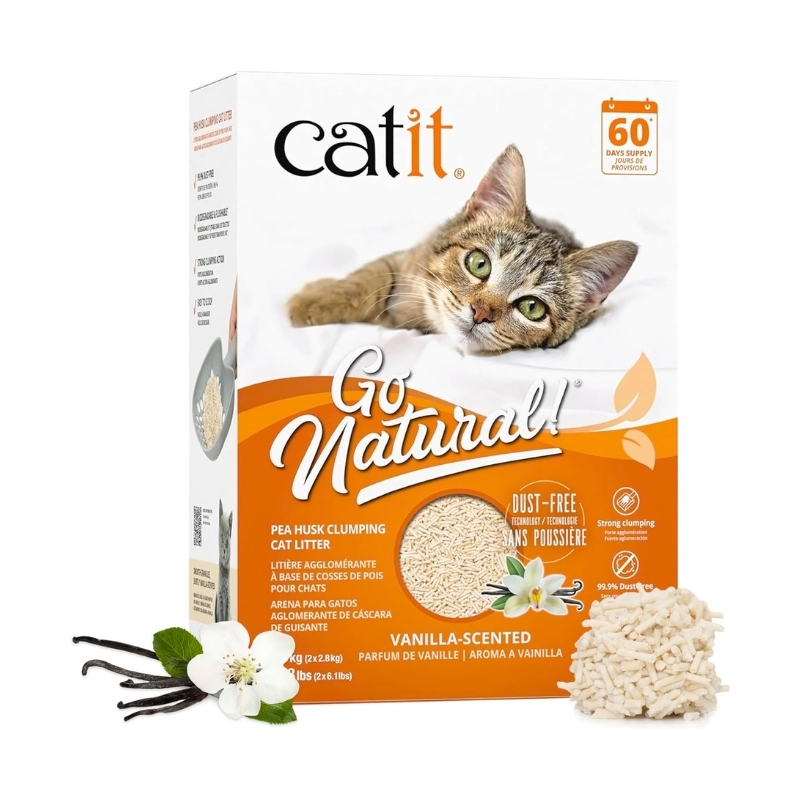 Catit Go Natural Pea Husk Cat Litter - Vanilla Scented 5.6 kg - 60 days